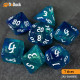 Buy Accessories Dice Set. Blue & Green Glitter Dice Set. DnDuck Miniatures Store. 3D figures of characters, elves, monsters, bestiaries, landscape, dragons figures and accessories for role-playing games