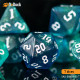 Buy Accessories Dice Set. Blue & Green Glitter Dice Set. DnDuck Miniatures Store. 3D figures of characters, elves, monsters, bestiaries, landscape, dragons figures and accessories for role-playing games