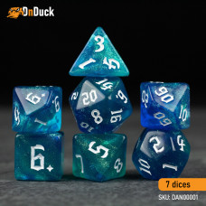 Blue & Green Glitter Dice Set