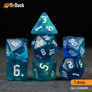 Blue & Green Glitter Dice Set