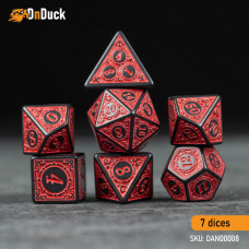 Buy  Temple Ruins Red Acrylic Dice Set . DnDuck Miniatures Store. 3D figures of characters, elves, monsters, bestiaries, landscape, dragons figures and accessories for role-playing games
