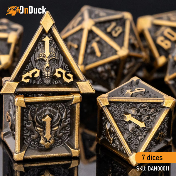 Buy Accessories Dice Set. Metal Dragon Skull Dice Set - Bronze. DnDuck Miniatures Store. 3D figures of characters, elves, monsters, bestiaries, landscape, dragons figures and accessories for role-playing games