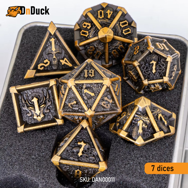 Buy Accessories Dice Set. Metal Dragon Skull Dice Set - Bronze. DnDuck Miniatures Store. 3D figures of characters, elves, monsters, bestiaries, landscape, dragons figures and accessories for role-playing games
