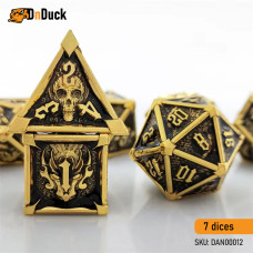 Metal Dragon Skull Dice Set - Gold