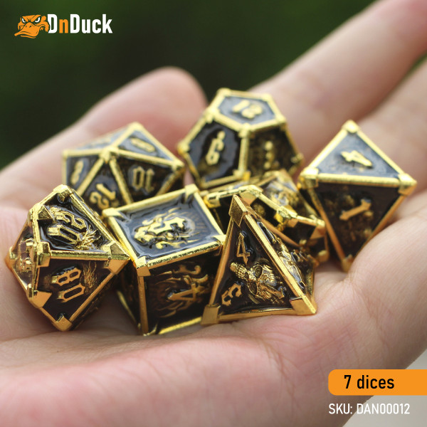 Buy Accessories Dice Set. Metal Dragon Skull Dice Set - Gold. DnDuck Miniatures Store. 3D figures of characters, elves, monsters, bestiaries, landscape, dragons figures and accessories for role-playing games