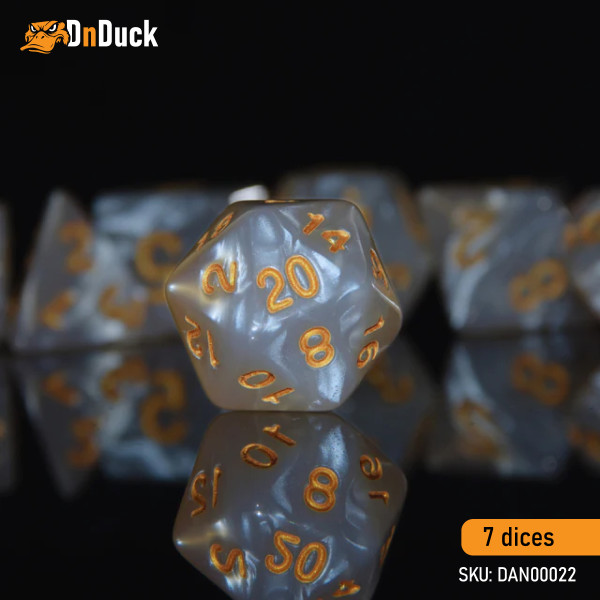 Buy Accessories Dice Set. Pearl Dice Set. DnDuck Miniatures Store. 3D figures of characters, elves, monsters, bestiaries, landscape, dragons figures and accessories for role-playing games