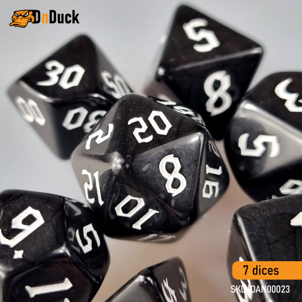 Buy Accessories Dice Set. Deep Black Dice Set. DnDuck Miniatures Store. 3D figures of characters, elves, monsters, bestiaries, landscape, dragons figures and accessories for role-playing games