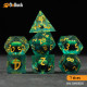 Buy Accessories Dice Set. Green Dragon Eyes Dise Set. DnDuck Miniatures Store. 3D figures of characters, elves, monsters, bestiaries, landscape, dragons figures and accessories for role-playing games