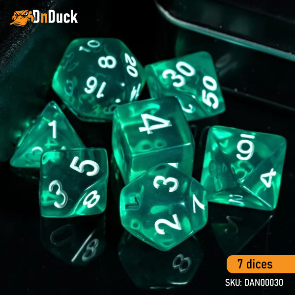 Buy Accessories Dice Set. Transparent Azure Dise Set. DnDuck Miniatures Store. 3D figures of characters, elves, monsters, bestiaries, landscape, dragons figures and accessories for role-playing games