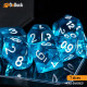 Buy Accessories Dice Set. Transparent Sapphire Dise Set. DnDuck Miniatures Store. 3D figures of characters, elves, monsters, bestiaries, landscape, dragons figures and accessories for role-playing games