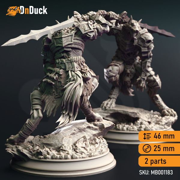 Buy 3d miniature Humanoid. Corsicus, Werewolf Knight. DnDuck Miniatures Store. 3D figures of characters, elves, monsters, bestiaries, landscape, dragons figures and accessories for role-playing games