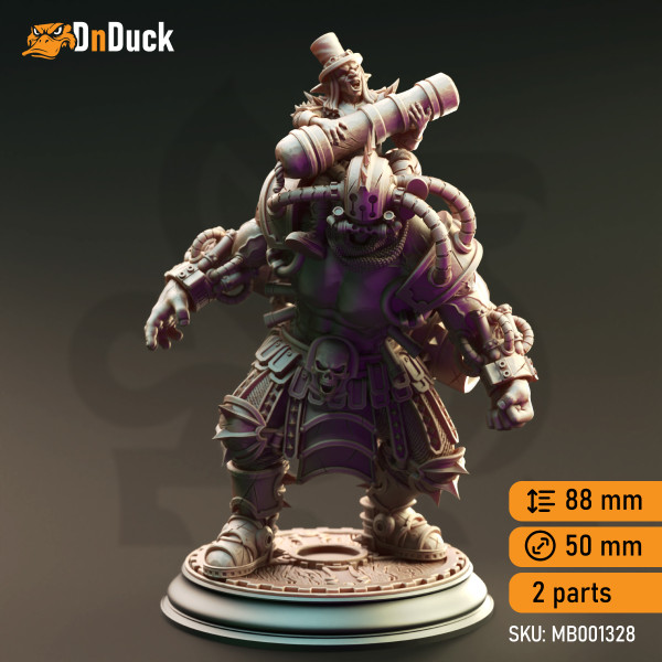Buy 3d miniature Construct. Chemical Abomination with Goblin Rider - Muscles & Brains. DnDuck Miniatures Store. 3D figures of characters, elves, monsters, bestiaries, landscape, dragons figures and accessories for role-playing games