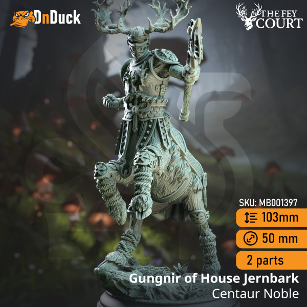 Buy 3d miniature Monster. Gungnir of House Jernbark – Centaur Noble. DnDuck Miniatures Store. 3D figures of characters, elves, monsters, bestiaries, landscape, dragons figures and accessories for role-playing games