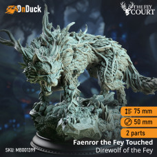 Buy  Faenror the Fey Touched – Direwolf of the Woods . DnDuck Miniatures Store. 3D figures of characters, elves, monsters, bestiaries, landscape, dragons figures and accessories for role-playing games