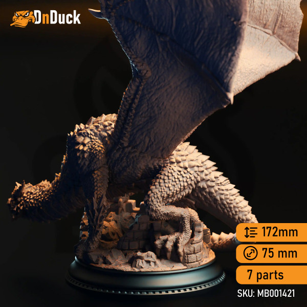 Buy 3d miniature Dragon. Azmordion the Ever-Prideful – Adult Silver Dragon. DnDuck Miniatures Store. 3D figures of characters, elves, monsters, bestiaries, landscape, dragons figures and accessories for role-playing games