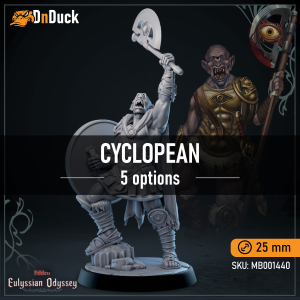 Buy 3d miniature Humanoid. Cyclopean. DnDuck Miniatures Store. 3D figures of characters, elves, monsters, bestiaries, landscape, dragons figures and accessories for role-playing games
