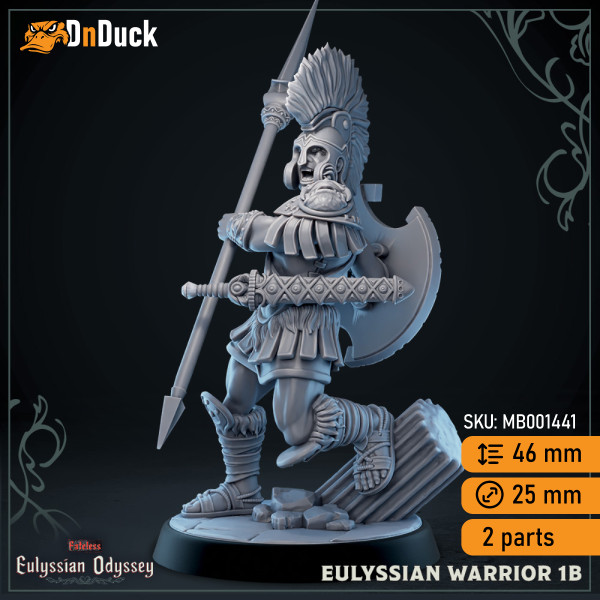 Buy 3d miniature Humanoid. Eulyssian Warrior. DnDuck Miniatures Store. 3D figures of characters, elves, monsters, bestiaries, landscape, dragons figures and accessories for role-playing games