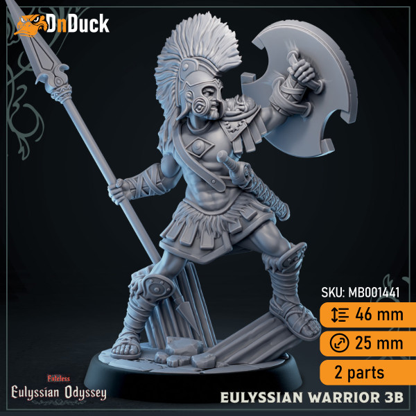 Buy 3d miniature Humanoid. Eulyssian Warrior. DnDuck Miniatures Store. 3D figures of characters, elves, monsters, bestiaries, landscape, dragons figures and accessories for role-playing games