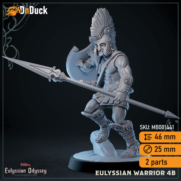 Buy 3d miniature Humanoid. Eulyssian Warrior. DnDuck Miniatures Store. 3D figures of characters, elves, monsters, bestiaries, landscape, dragons figures and accessories for role-playing games