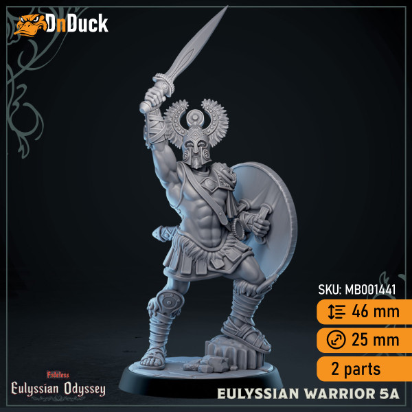 Buy 3d miniature Humanoid. Eulyssian Warrior. DnDuck Miniatures Store. 3D figures of characters, elves, monsters, bestiaries, landscape, dragons figures and accessories for role-playing games