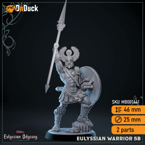 Buy 3d miniature Humanoid. Eulyssian Warrior. DnDuck Miniatures Store. 3D figures of characters, elves, monsters, bestiaries, landscape, dragons figures and accessories for role-playing games