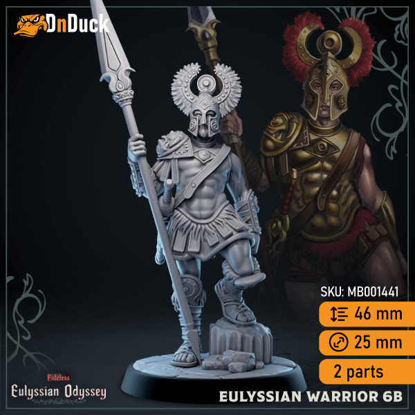 Buy 3d miniature Humanoid. Eulyssian Warrior. DnDuck Miniatures Store. 3D figures of characters, elves, monsters, bestiaries, landscape, dragons figures and accessories for role-playing games