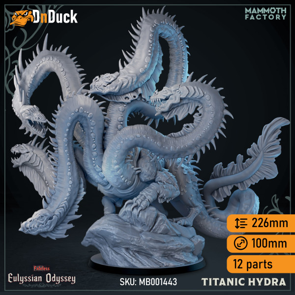 Buy 3d miniature Monster. Titanic Hydra. DnDuck Miniatures Store. 3D figures of characters, elves, monsters, bestiaries, landscape, dragons figures and accessories for role-playing games