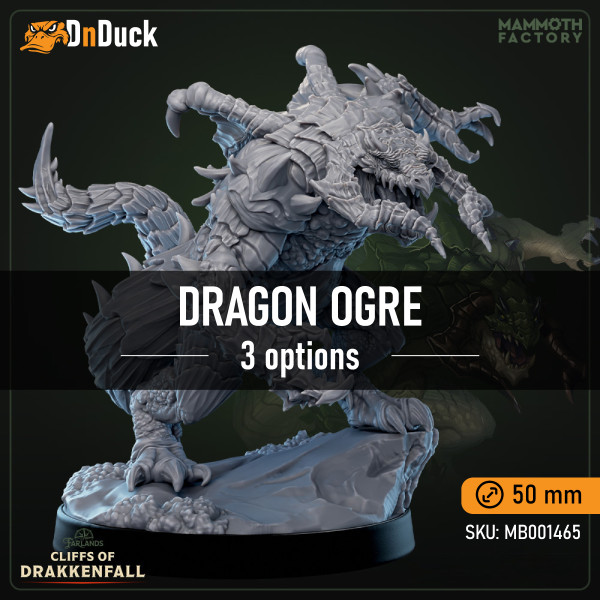 Buy 3d miniature Huge. Dragon Ogre. DnDuck Miniatures Store. 3D figures of characters, elves, monsters, bestiaries, landscape, dragons figures and accessories for role-playing games