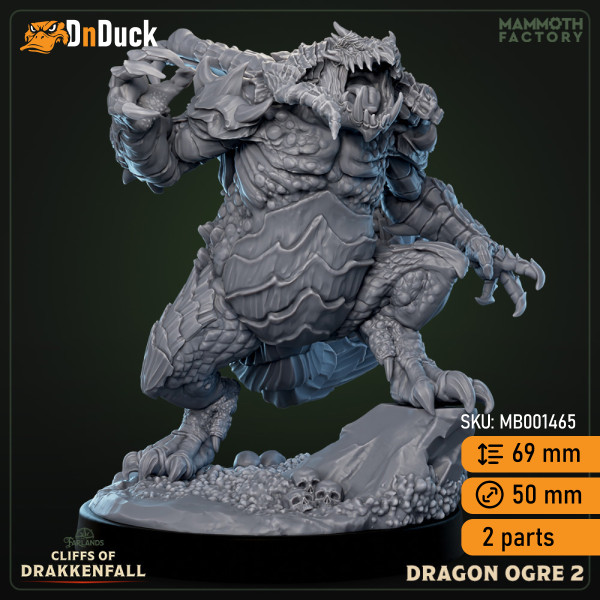 Buy 3d miniature Huge. Dragon Ogre. DnDuck Miniatures Store. 3D figures of characters, elves, monsters, bestiaries, landscape, dragons figures and accessories for role-playing games