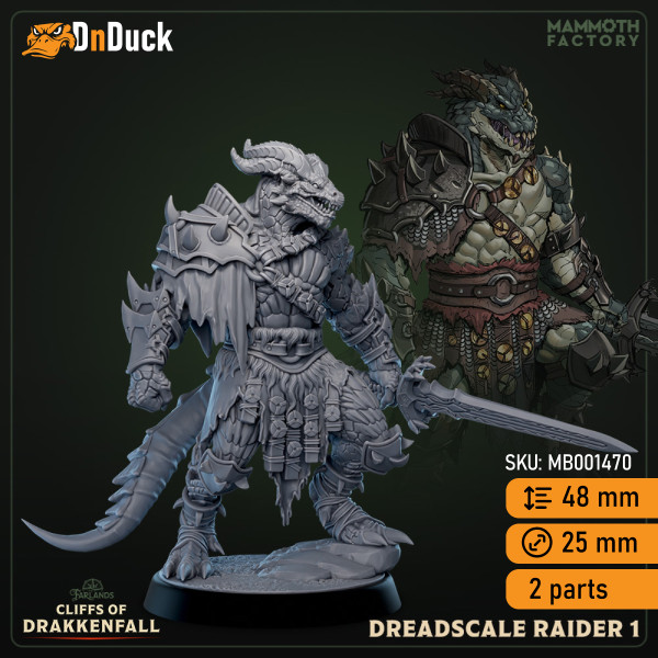 Buy 3d miniature Humanoid. Dreadscale Raiders. DnDuck Miniatures Store. 3D figures of characters, elves, monsters, bestiaries, landscape, dragons figures and accessories for role-playing games