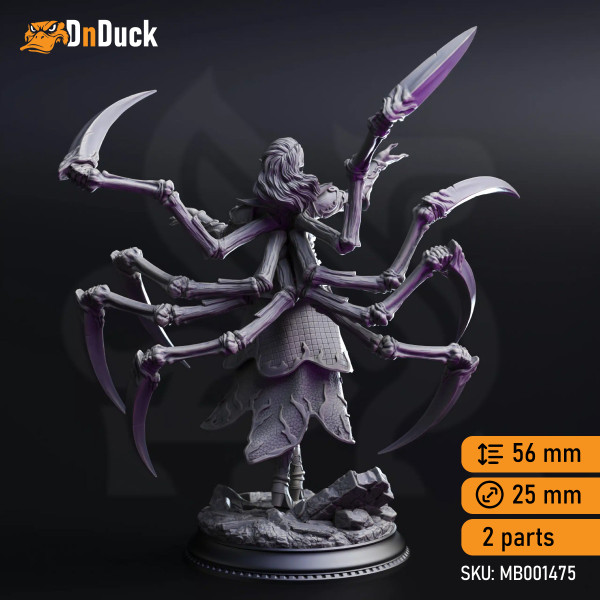 Buy 3d miniature Monster. Dirthana of the Void’s Embrace – Ascended Spider Sorceress. DnDuck Miniatures Store. 3D figures of characters, elves, monsters, bestiaries, landscape, dragons figures and accessories for role-playing games
