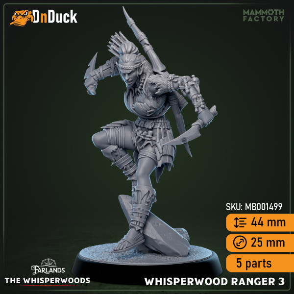 Buy 3d miniature Humanoid. Whisperwood Rangers. DnDuck Miniatures Store. 3D figures of characters, elves, monsters, bestiaries, landscape, dragons figures and accessories for role-playing games