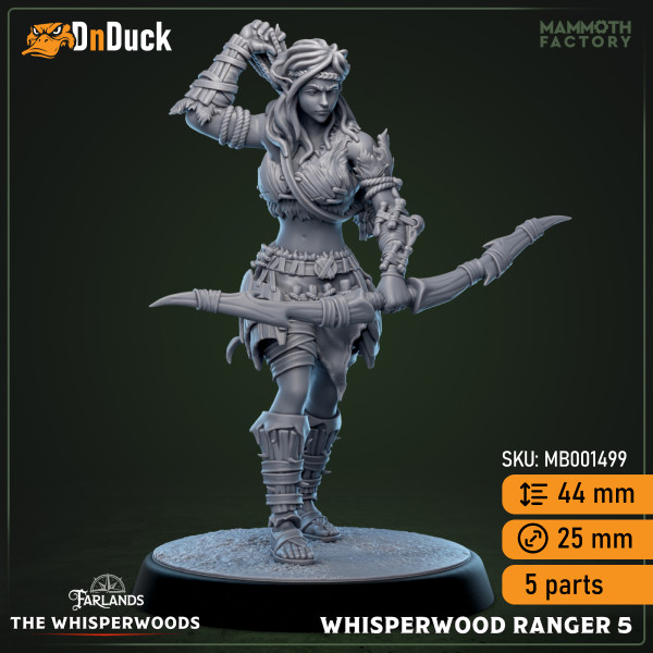 Buy 3d miniature Humanoid. Whisperwood Rangers. DnDuck Miniatures Store. 3D figures of characters, elves, monsters, bestiaries, landscape, dragons figures and accessories for role-playing games