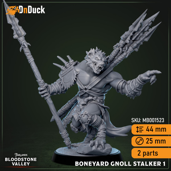 Buy 3d miniature Humanoid. Boneyard Gnoll Stalker. DnDuck Miniatures Store. 3D figures of characters, elves, monsters, bestiaries, landscape, dragons figures and accessories for role-playing games
