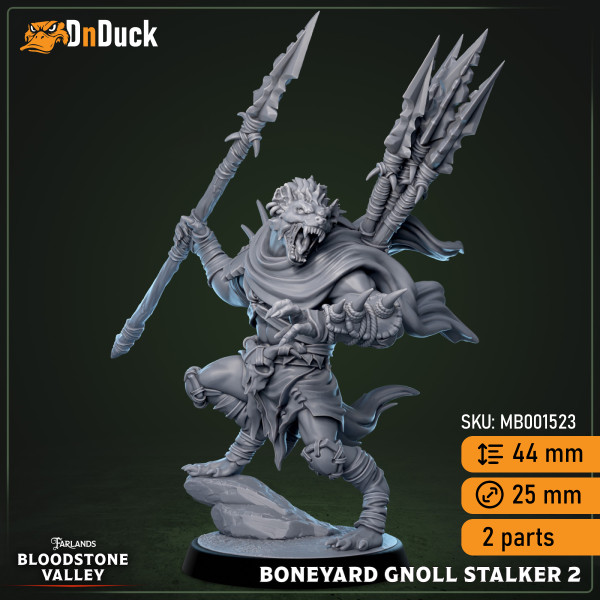 Buy 3d miniature Humanoid. Boneyard Gnoll Stalker. DnDuck Miniatures Store. 3D figures of characters, elves, monsters, bestiaries, landscape, dragons figures and accessories for role-playing games