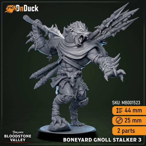 Buy 3d miniature Humanoid. Boneyard Gnoll Stalker. DnDuck Miniatures Store. 3D figures of characters, elves, monsters, bestiaries, landscape, dragons figures and accessories for role-playing games
