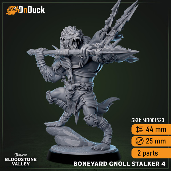 Buy 3d miniature Humanoid. Boneyard Gnoll Stalker. DnDuck Miniatures Store. 3D figures of characters, elves, monsters, bestiaries, landscape, dragons figures and accessories for role-playing games