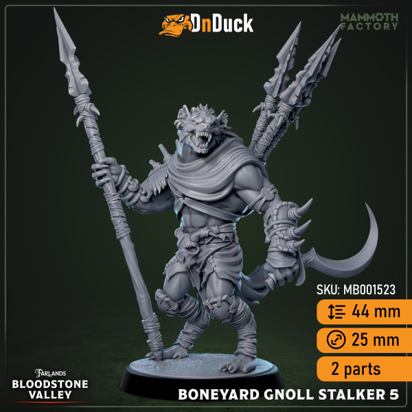 Buy 3d miniature Humanoid. Boneyard Gnoll Stalker. DnDuck Miniatures Store. 3D figures of characters, elves, monsters, bestiaries, landscape, dragons figures and accessories for role-playing games
