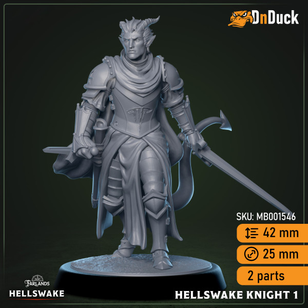 Buy 3d miniature Humanoid. Hellswake Knights. DnDuck Miniatures Store. 3D figures of characters, elves, monsters, bestiaries, landscape, dragons figures and accessories for role-playing games