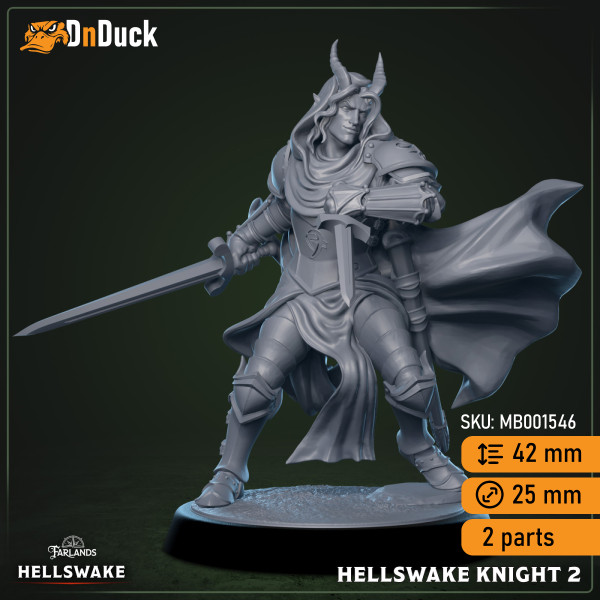 Buy 3d miniature Humanoid. Hellswake Knights. DnDuck Miniatures Store. 3D figures of characters, elves, monsters, bestiaries, landscape, dragons figures and accessories for role-playing games