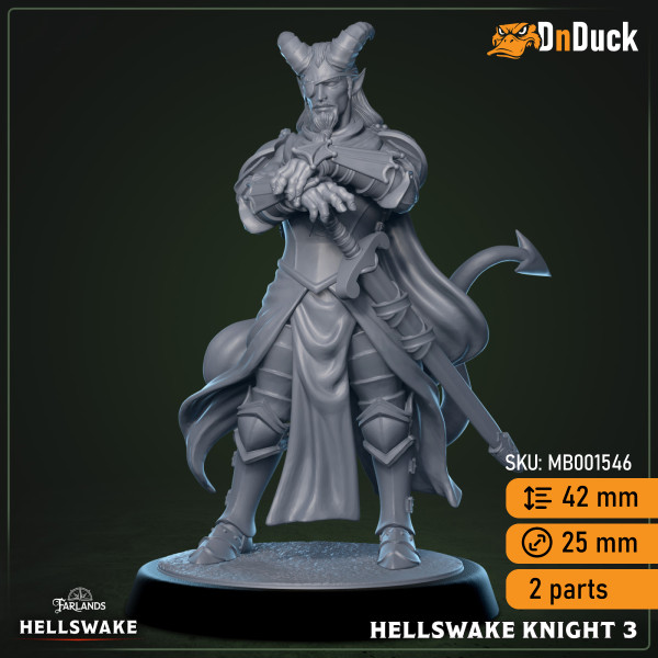 Buy 3d miniature Humanoid. Hellswake Knights. DnDuck Miniatures Store. 3D figures of characters, elves, monsters, bestiaries, landscape, dragons figures and accessories for role-playing games