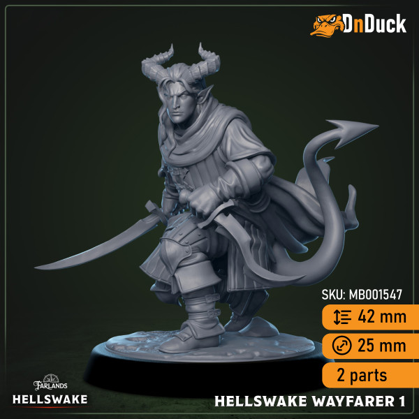 Buy 3d miniature Humanoid. Hellswake Wayfarers. DnDuck Miniatures Store. 3D figures of characters, elves, monsters, bestiaries, landscape, dragons figures and accessories for role-playing games