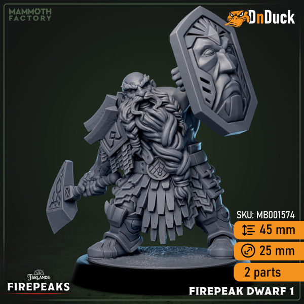 Buy 3d miniature Humanoid. Firepeak Dwarve. DnDuck Miniatures Store. 3D figures of characters, elves, monsters, bestiaries, landscape, dragons figures and accessories for role-playing games