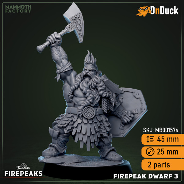 Buy 3d miniature Humanoid. Firepeak Dwarve. DnDuck Miniatures Store. 3D figures of characters, elves, monsters, bestiaries, landscape, dragons figures and accessories for role-playing games