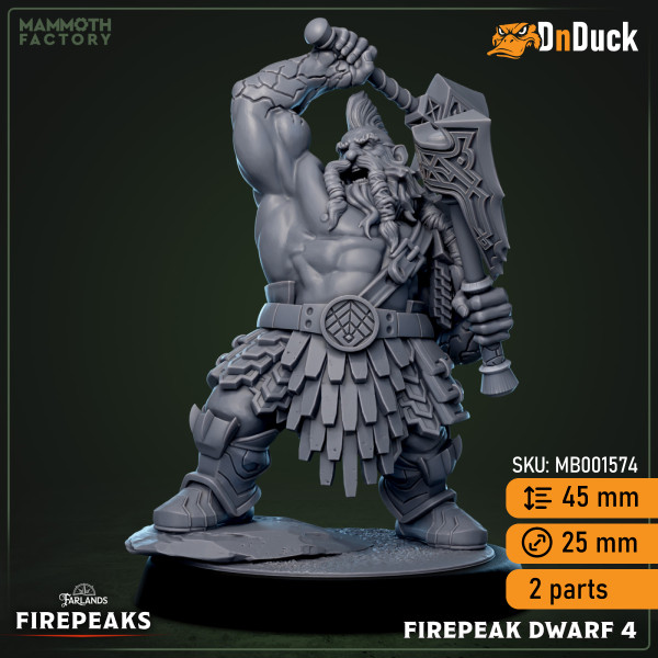Buy 3d miniature Humanoid. Firepeak Dwarve. DnDuck Miniatures Store. 3D figures of characters, elves, monsters, bestiaries, landscape, dragons figures and accessories for role-playing games