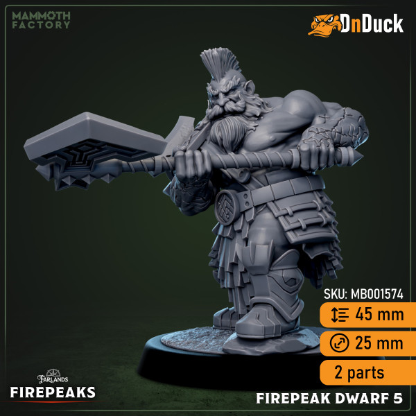 Buy 3d miniature Humanoid. Firepeak Dwarve. DnDuck Miniatures Store. 3D figures of characters, elves, monsters, bestiaries, landscape, dragons figures and accessories for role-playing games