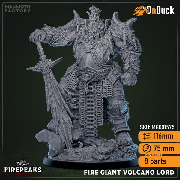 Buy 3d miniature Huge. Fire Giant Volcano Lord. DnDuck Miniatures Store. 3D figures of characters, elves, monsters, bestiaries, landscape, dragons figures and accessories for role-playing games