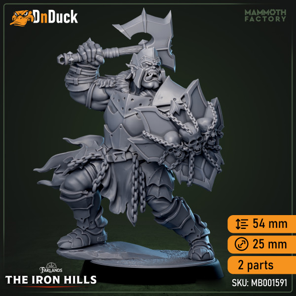 Buy 3d miniature Humanoid. Ironcrag Orc. DnDuck Miniatures Store. 3D figures of characters, elves, monsters, bestiaries, landscape, dragons figures and accessories for role-playing games