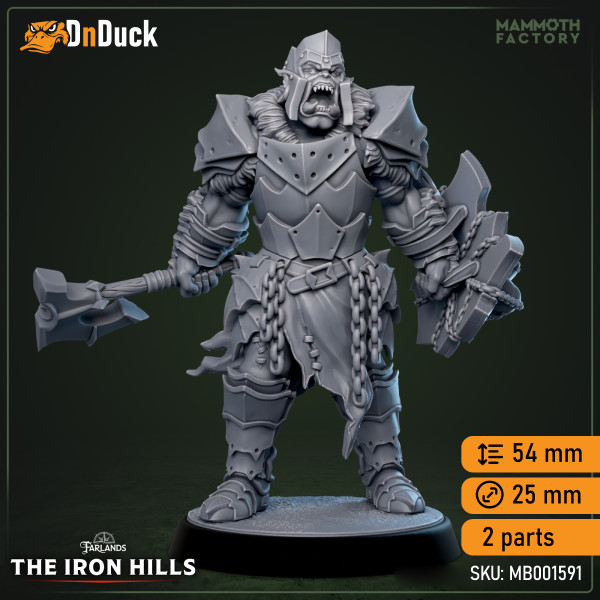 Buy 3d miniature Humanoid. Ironcrag Orc. DnDuck Miniatures Store. 3D figures of characters, elves, monsters, bestiaries, landscape, dragons figures and accessories for role-playing games