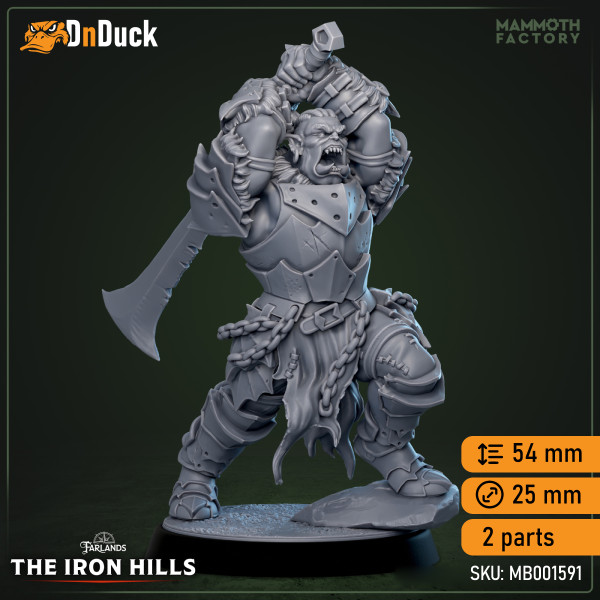 Buy 3d miniature Humanoid. Ironcrag Orc. DnDuck Miniatures Store. 3D figures of characters, elves, monsters, bestiaries, landscape, dragons figures and accessories for role-playing games